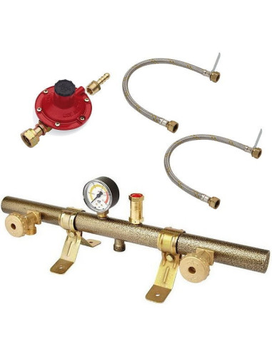 Centralina gas per 2 bombole con manometro regolatore flessibili