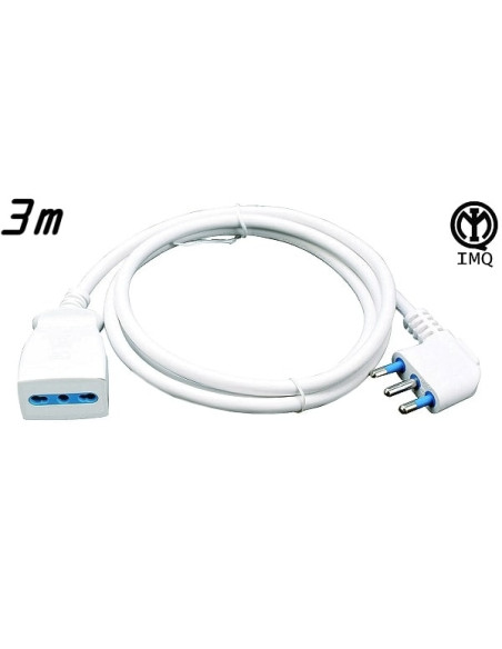 Prolunga lineare 3m 10/16A cavo 3x1mm IMQ