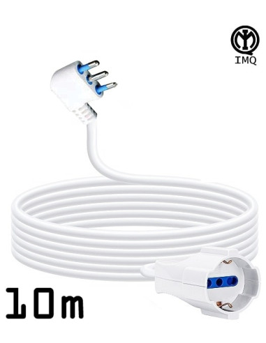 Prolunga lineare 10m 10/16A cavo 3x1mm presa schuko+bipasso IMQ