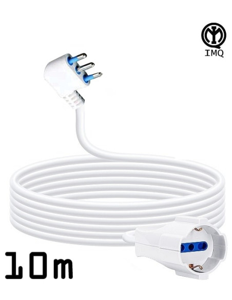 Prolunga lineare 10m 10/16A cavo 3x1mm presa schuko+bipasso IMQ