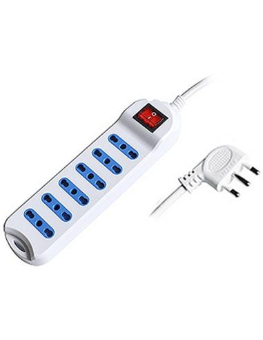 Multipresa piatta 6 posti bipasso cavo 3x1mm 10/16A