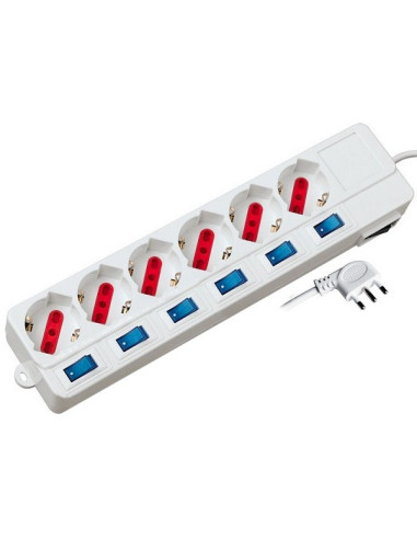 Multipresa 6 posti 10/16A+schuko con protezione