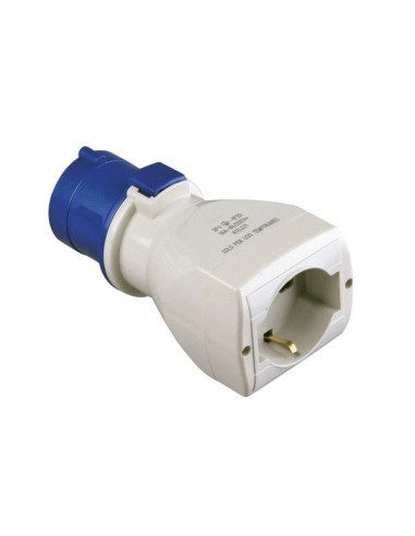 Adattatore industriale spina 2P+T 16A CEE presa schuko bipasso