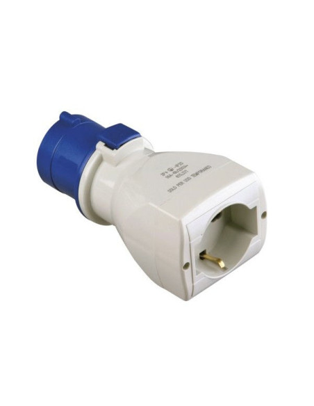Adattatore industriale spina 2P+T 16A CEE presa schuko bipasso
