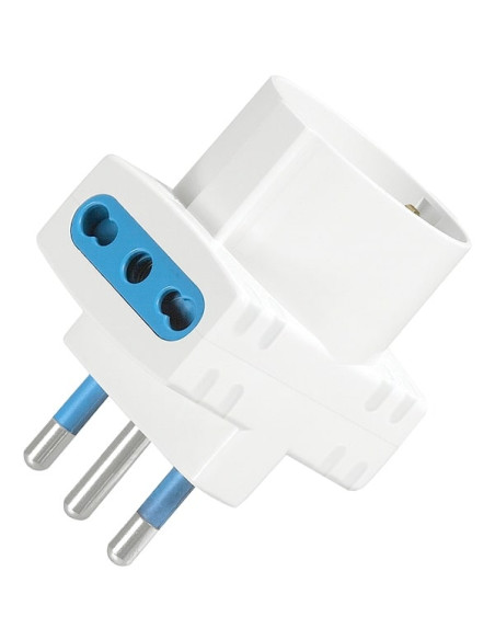 Adattatore triplo 3 bipasso + schuko spina 16A IMQ