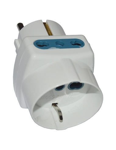Adattatore triplo 3 bipasso + schuko spina schuko 16A