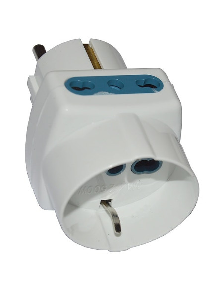 Adattatore triplo 3 bipasso + schuko spina schuko 16A