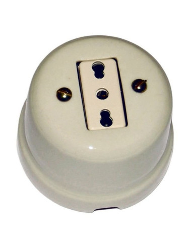 Presa bipasso 10/16A in porcellana Ø 71mm