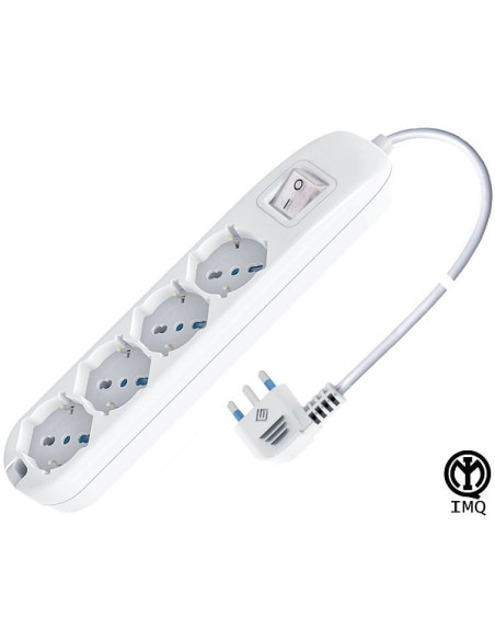 Multipresa 4 posti bipasso + schuko cavo 3x1mm 10/16A Norma IMQ