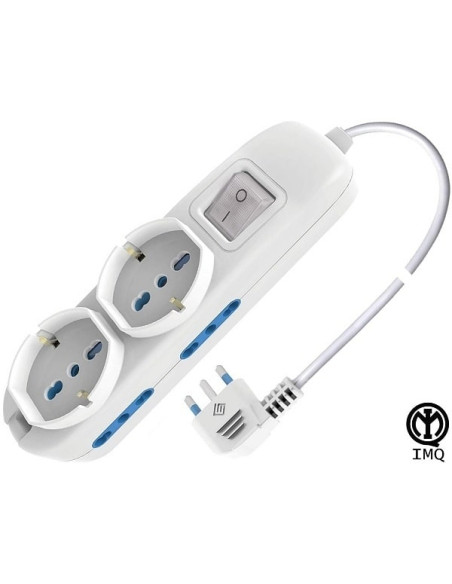 Multipresa 6 posti bipasso + schuko cavo 3x1mm 10/16A Norma IMQ