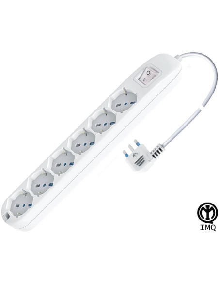 Multipresa 6 posti bipasso + schuko cavo 3x1mm 10/16A Norma IMQ