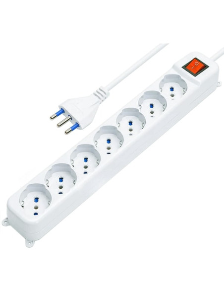 Multipresa 7 posti bipasso + schuko cavo 3x1mm 10/16A