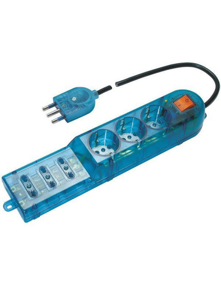 Multipresa con protezione 6 posti bipasso + schuko cavo 3x1mm 10/16A