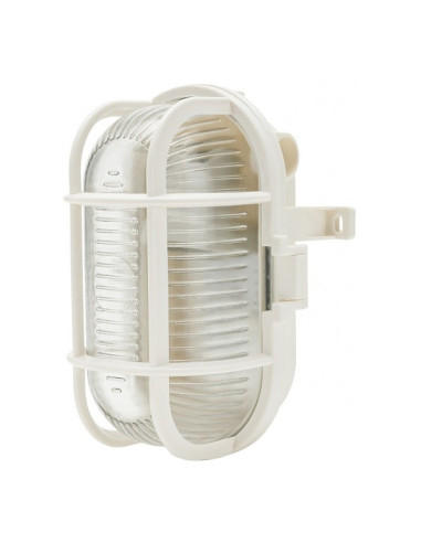 Plafoniera bianca con gabbia E27 IP44 in plastica