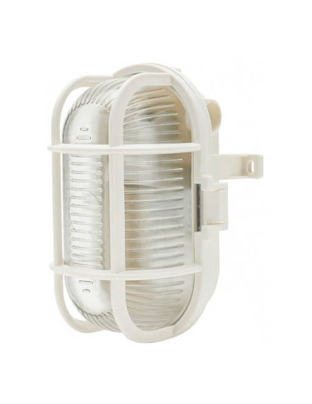 Plafoniera bianca con gabbia E27 IP44 in plastica