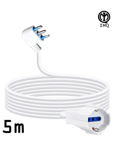 Prolunga lineare 5m 10/16A cavo 3x1mm presa schuko+bipasso IMQ