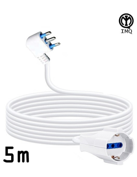 Prolunga lineare 5m 10/16A cavo 3x1mm presa schuko+bipasso IMQ