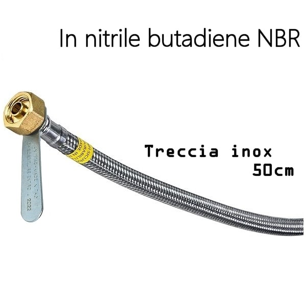 Flessibile gas bombola F/F SX 50cm treccia inox