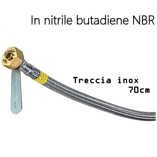 Flessibile gas bombola F/F SX 70cm treccia inox