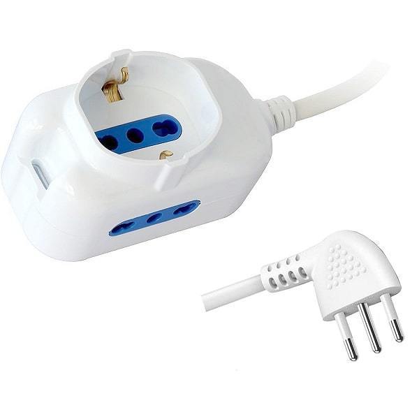 Multipresa 3 posti bipasso + schuko cavo 3x1mm 10/16A