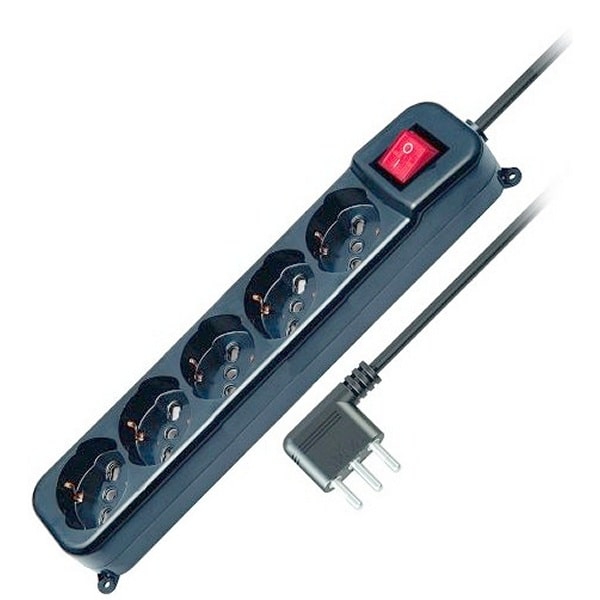 Multipresa 5 posti bipasso + schuko cavo 3x1mm 10/16A