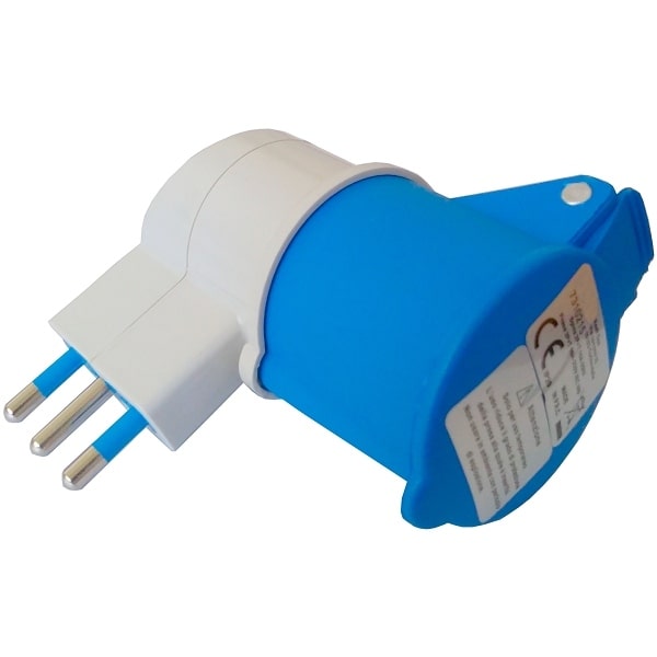 Adattatore industriale spina 2P+T 16A presa 2P+T 16A CEE