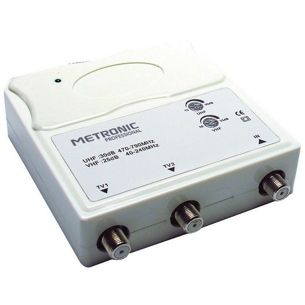 Amplificatore autoalimentato VHF-UHF 30dB 2 uscite