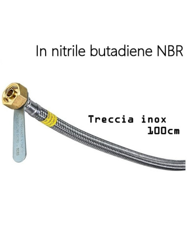 Flessibile gas bombola F/F SX 100cm treccia inox