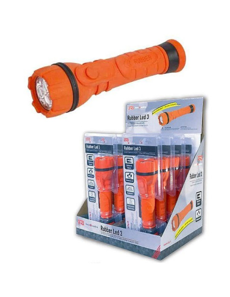 Torcia stagna led in gomma 2 stilo AA