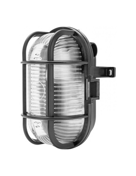 Plafoniera nera con gabbia E27 IP44 in plastica