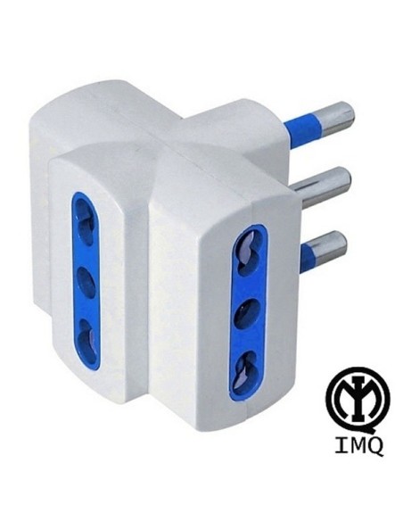 Adattatore triplo 3 bipasso spina 16A IMQ