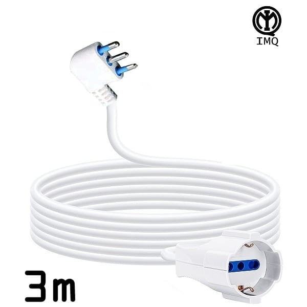 Prolunga lineare 3m 10/16A cavo 3x1mm presa schuko+bipasso IMQ