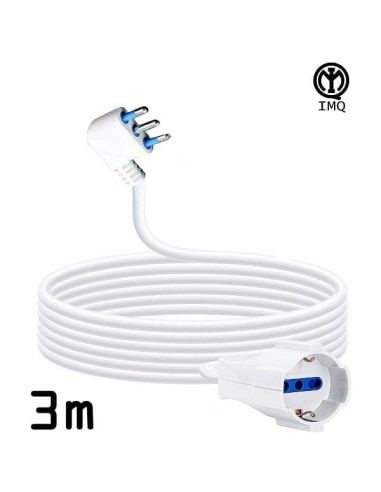 Prolunga lineare 3m 10/16A cavo 3x1mm presa schuko+bipasso IMQ