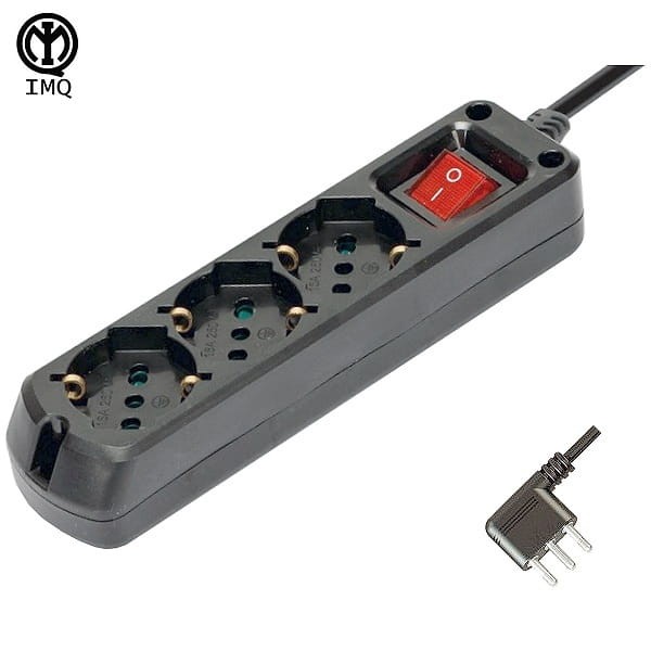 Multipresa 3 posti bipasso + schuko cavo 3x1mm 10/16A IMQ