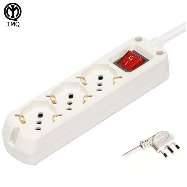 Multipresa 3 posti bipasso + schuko cavo 3x1mm 10/16A IMQ