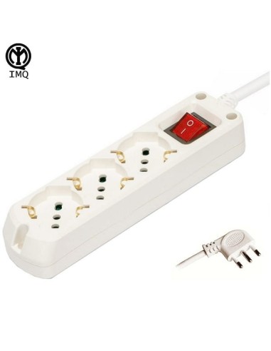 Multipresa 3 posti bipasso + schuko cavo 3x1mm 10/16A IMQ