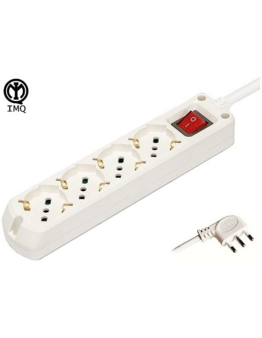Multipresa 4 posti bipasso + schuko cavo 3x1mm 10/16A IMQ