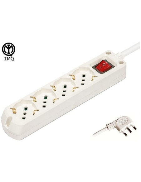 Multipresa 4 posti bipasso + schuko cavo 3x1mm 10/16A IMQ