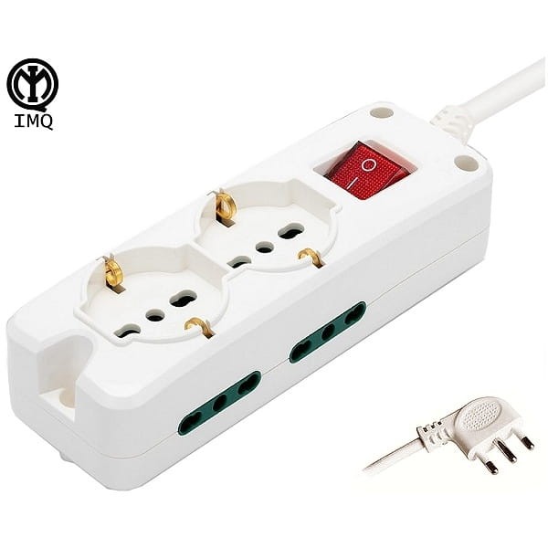 Multipresa 6 posti bipasso + schuko cavo 3x1mm 10/16A IMQ