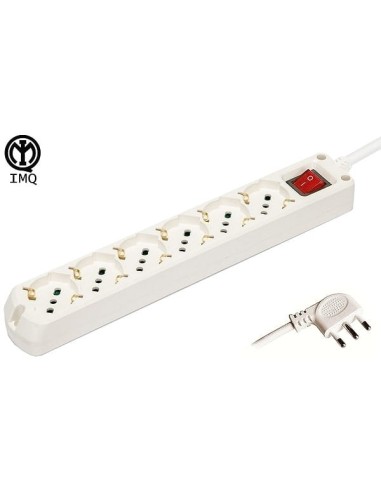 Multipresa 6 posti bipasso + schuko cavo 3x1mm 10/16A IMQ