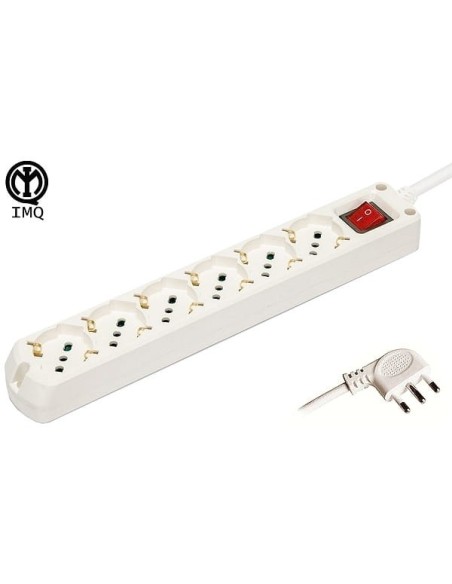 Multipresa 6 posti bipasso + schuko cavo 3x1mm 10/16A IMQ
