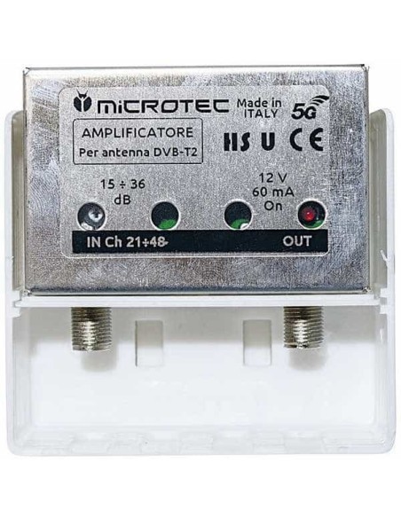 Amplificatore UHF 1 ingresso 1 uscita guadagno 5-36dB regolabile