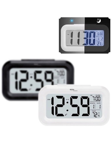 Sveglia digitale con termometro e sensore luce al buio 135x70mm