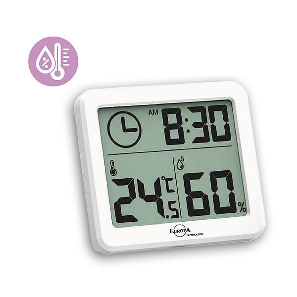 Sveglia digitale con termometro e igrometro 80x70mm