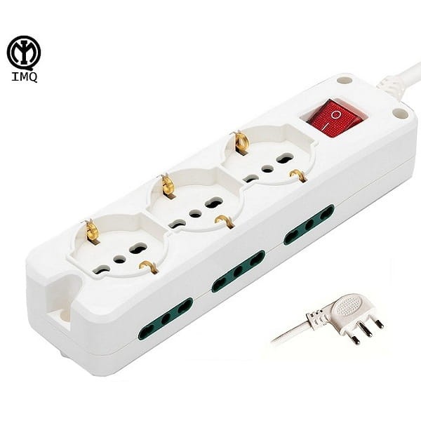 Multipresa 9 posti bipasso + schuko cavo 3x1mm 10/16A IMQ