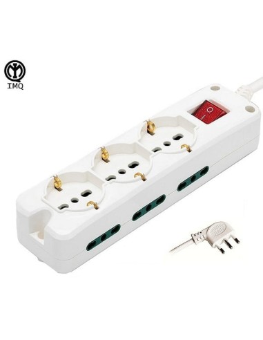 Multipresa 9 posti bipasso + schuko cavo 3x1mm 10/16A IMQ