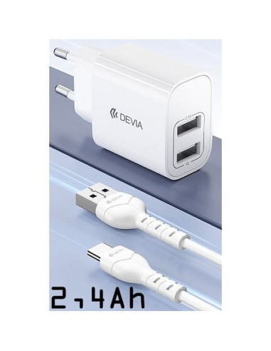 Alimentatore USB 5V 2x2.4Ah con cavo USB-A/USB-C