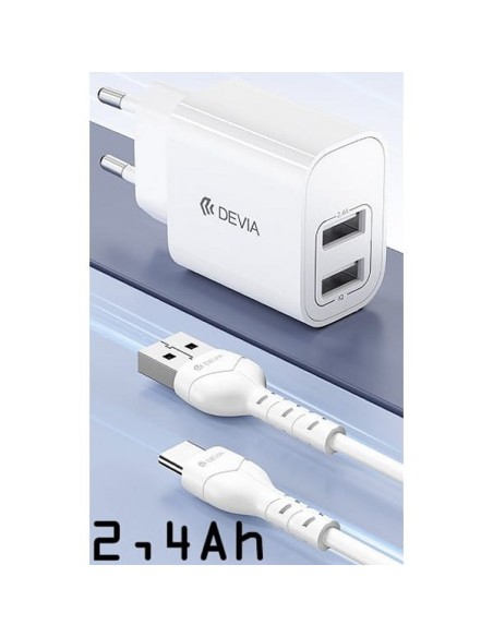 Alimentatore USB 5V 2x2.4Ah con cavo USB-A/USB-C