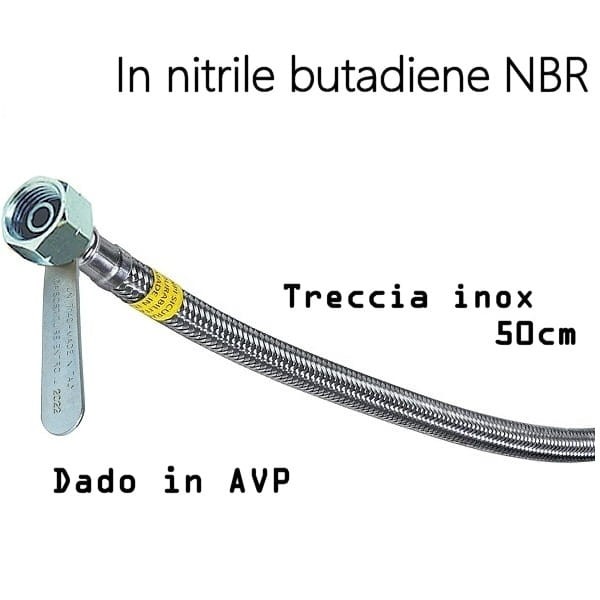 Flessibile gas bombola F/F SX 50cm treccia inox