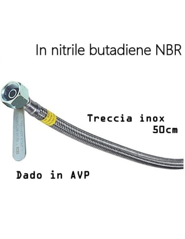 Flessibile gas bombola F/F SX 50cm treccia inox